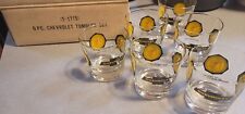Set of 6 Vintage Chevrolet COINS AROUND THE WORLD Rocks Glasses picture