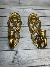 Pair Of Vtg Homco Wall Candle Sconce Regency Gold Tone Homco 1988 ~ USA picture