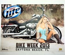 Vintage Sexy Girl Harley Miller Lite Beer Poster Bike Week Daytona Beach FL 2013 picture
