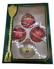 Vintage Victoria And Krebs Box Of 4 Glass Christmas Ornaments picture