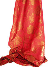 100% Silk Damask. New, Ruby Red & Bronze Drapery Fabric. Floral Jacquard picture