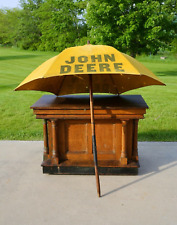 Vintage John Deere Tractor Canvas Umbrella yellow farm advertising wood antique picture