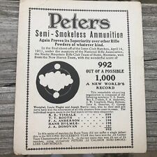 1911 Peters Ammunition Cartridges Advertising Card w/Target Vintage Antique W1 picture