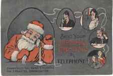 Santa Claus on Phone~Connecticut Christmas Telephone Rates Ad 1910 Postcard~h922 picture