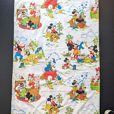 Vintage 1960s Walt DIsney Mickey & Minnie Mouse Twin Bed Flat Sheet - Made in US picture