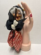 Vintage Hanging Flying Kasma Witch On A Broom Doll Halloween Stars On Hat picture