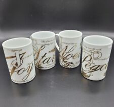  Christmas Mugs Prejecting 2500  LTD Gold & White set Of 4 Vintage picture