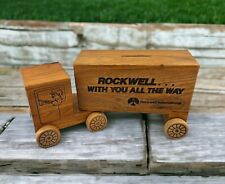 Wooden Semi Tractor Trailer Truck Piggy Toy Coin Bank Rockwell  International picture