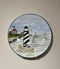 Nantucket Shoreline Hand Painted Lighthouse Plate Cape Cod Art Grace Knight picture