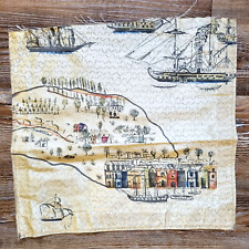 Sample Fabric Panel 100% silk Trade Winds map ship 11x10 picture