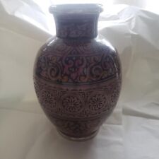 Middle Eastern Large Vase  Ceramic with - Brass/Copper Lining ?? 15X11