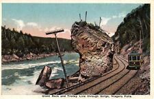Niagara Falls Giant Rock Trolley Line Through The Gorge NY Postcard Unposted picture