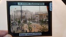 Colored Glass Magic Lantern Slide GWY JAPAN JAPANESE GINZA TOKYO STREET CARS picture