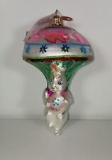 2000 Christopher Radko Bunny Jump Collectible Glass Easter Ornament NOS picture