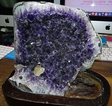 HUGE  AMETHYST CRYSTAL CLUSTER  L GEODEF/ URUGUAY CATHEDRAL W/CALCITE DAMAGED picture