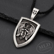 Patron Saint St Michael The Archangel Protect Us Medal Shield Pendant Necklace picture