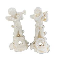 Vintage Italian Pottery Angels Playing Music Figurine Set 2 Made In Italy VTG picture