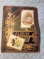 Antique Victorian Scrapbook Album 209 Trade Cards Die Cuts Calling Smoking Cards picture