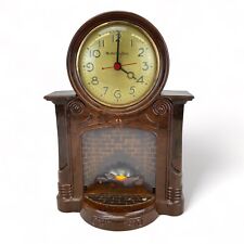 Vintage 1949 MASTER CRAFTERS Moving Light Up Fireplace Clock No. 272 - VIDEO picture