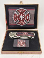 New Fire Dept Department Firefighter Lighter & Knife Set SAME DAY SHIPPING picture