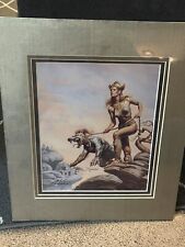 ROWENA MORRILL SIGNED Walking The Dog  Art Print 1980s Limited Rare Fantasy picture