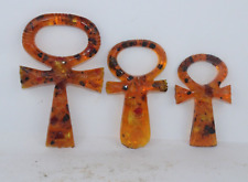 3 RARE ANCIENT EGYPTIAN ANTIQUE Amber ANKH KEY Of Life Egypt History picture