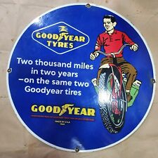 GOODYEAR TYRES PORCELAIN ENAMEL SIGN 30 INCHES ROUND picture