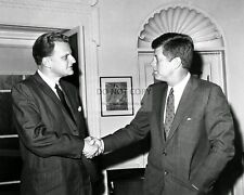 PRESIDENT JOHN F. KENNEDY WITH BILLY GRAHAM - 8X10 PHOTO (AZ429) picture