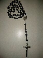 Vintage/Antique Rosary Crucifix Black Wooden Beads and Sterling picture