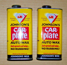 Johnson's Car Plate Auto Wax 10 Oz. Cans 2 Full Cans 1964 NOS 6 inches tall picture