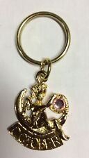 Vintage October Gold Tone With Birthstone Key Chain.ring Key Chain. picture