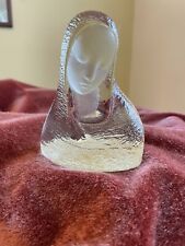 Vintage Viking Clear Frosted Glass Virgin Mary Head Bust Statue Paperweight picture