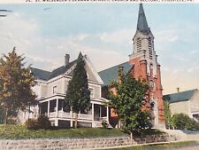 C 1929 St Walbergers German Catholic Church & Rectory Titusville PA Postcard picture
