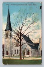 Topeka KS-Kansas, First Presbyterian Church, Religion, Vintage c1917 Postcard picture