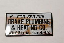 Sticker Label Advertising Drake Plumbing & Heating Co Collectible Badge Decal picture