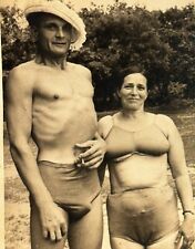 1950s Shirtless Guy Handsome Man Bulge Trunks Woman Bikini Gay Int Vintage Photo picture