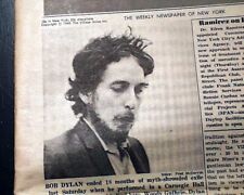 Early BOB DYLAN Singer Songwriter Poet & Woody Guthrie Memorial 1968 Newspaper picture