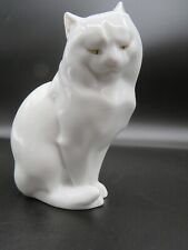 Vintage Herend Hand Painted Porcelain White Cat  Kitty Sitting picture