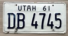 1961 Utah License Plate - Nice Original Paint - Minor Bends picture