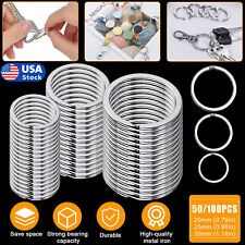 100/50 PCS Stainless Steel Key Rings Split Hoop-30/25/20mm DIY Flat Metal Chains picture