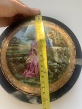 Vtg X Large Trinket Box Limoges Camille Tharaud Courting Couple France 8” Cobalt picture