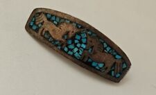 Vintage 925 Mexico Turquoise Inlay Horses Barrette picture