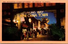 Los Angeles CA, China Town, Ginling Way, California Vintage Postcard Unposted picture