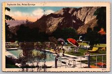Palm Springs California Ingleside Inn Swimming Pool Mountains Linen Postcard picture
