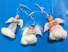 HEAVEN SENT ORNAMENTS 3 ANGELS IN CLOUDS BY Sandra Kuck. The Bradford Editions picture