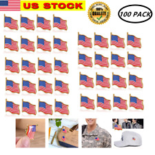 100 Pcs Unisex American Flag US Label Pin United States USA Hat Tie Tack Badge picture