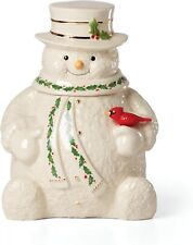 Happy Holly Days Snowman Cookie Jar, 4.85, Porcelain, Ivory, Hand Wash Only picture