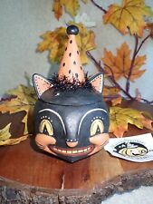 Bethany Lowe Halloween Grinning Vinny Cat Candy Container Johanna Parker NWT picture