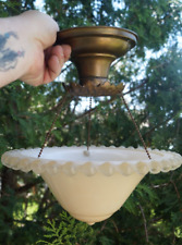 Antique 1920s Flush Mount Ceiling Fixture LIGHT / Lamp - With Shade - REWIRED picture