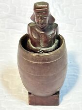 Naughty Naked Man in a Barrel Whimsical Carved Wood Figurine/Adult Entertainment picture